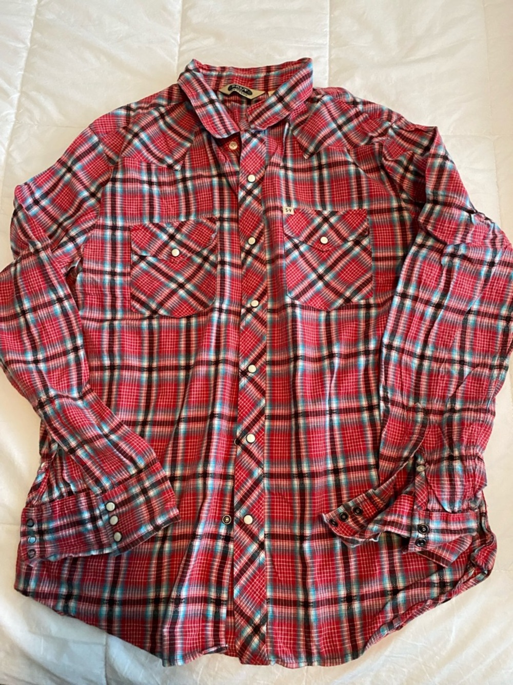 Men's Red Plaid Long-Sleeve Button-Down Shirt